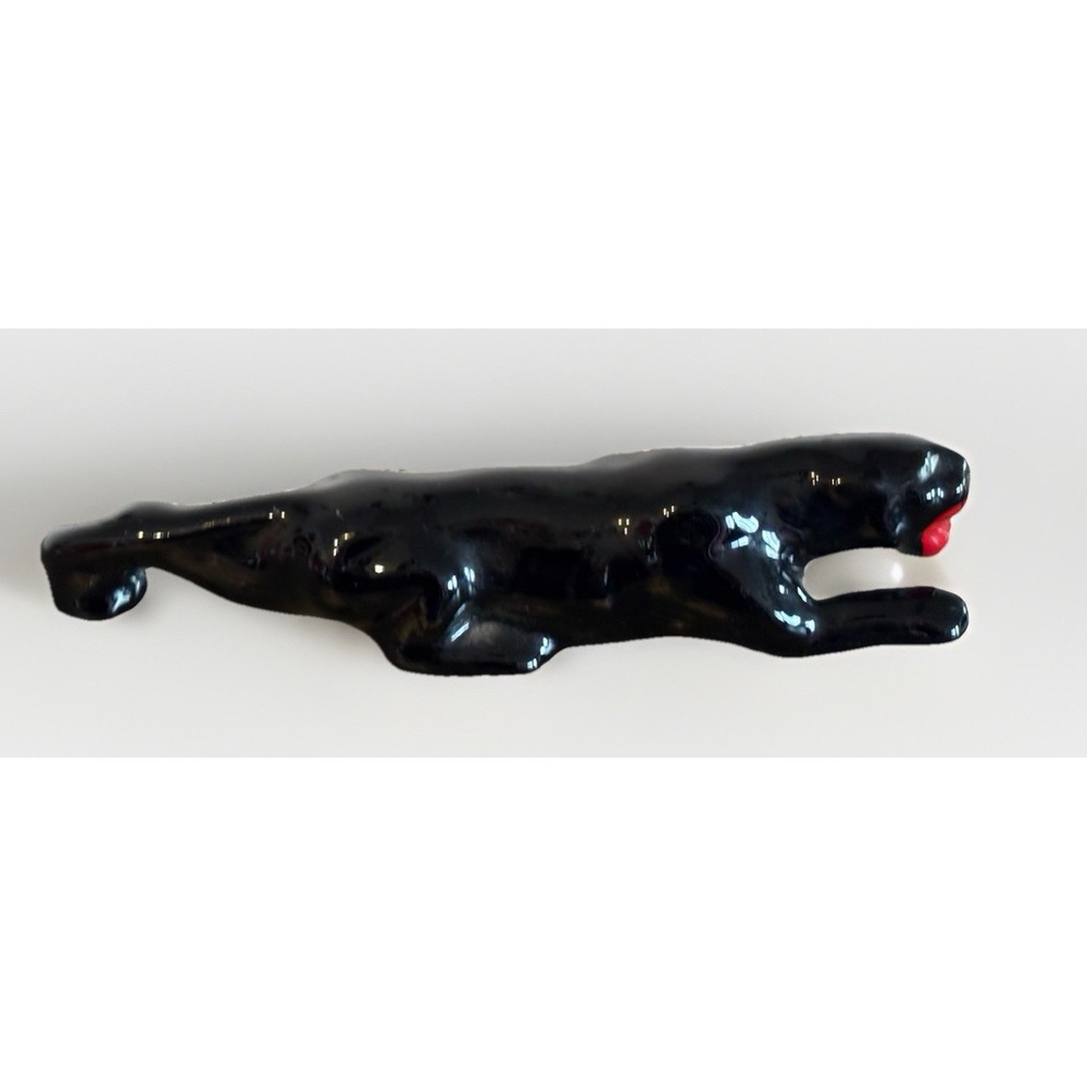 Vintage Mini Black Panther Figurine 5.25" Jaguar Cat MCM Figure Japan Redware